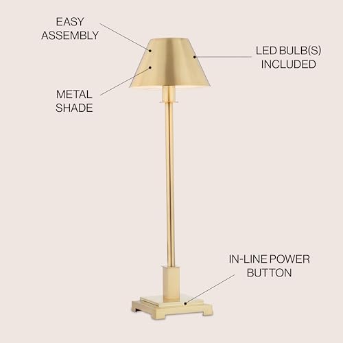 JONATHAN Y Roxy Slim Modern LED Table Lamp Metal 26", Brushed Brass Gold