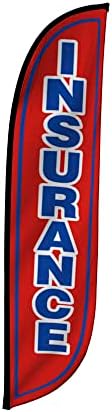 LookOurWay 12 Ft Feather Flag Banner, Financial Service, Insurance Red