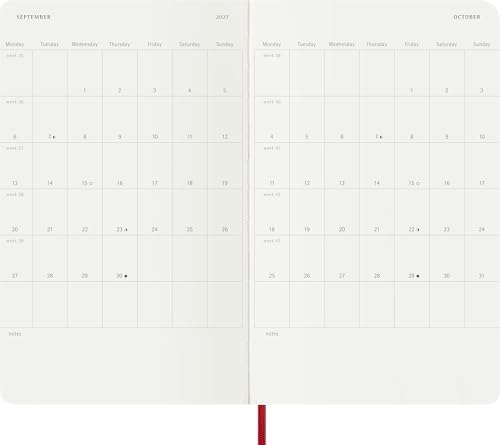 Moleskine 2027 12-Month Weekly Planner, Large, Scarlet Red, Softcover