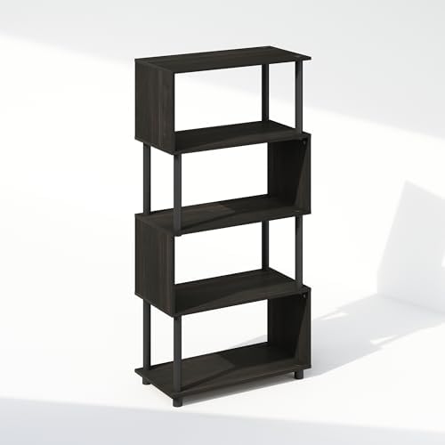Furinno Reed 5-Tier S-Shaped Book Shelf with Open Shelf, Black Espresso