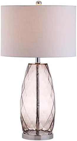 JONATHAN Y Juliette Modern Faceted Glass Table Lamp 26.5", Smoked Gray