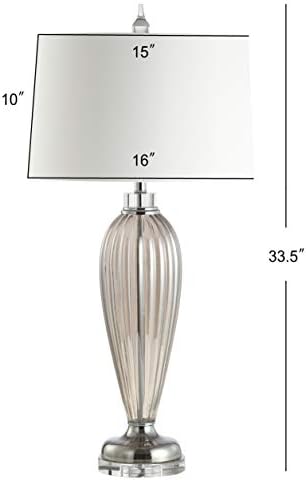 JONATHAN Y Julian 33.5" Traditional Fluted Glass Table Lamp, Smoked Gray