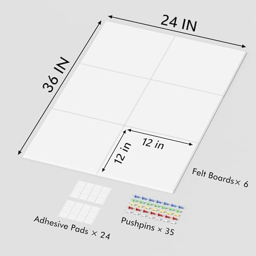 Neatsure Large Cork Board for Wall, 36" x 24" White Bulletin Board with Pushpins, 6 Panels Felt Tiles Tack Push Pin Board for Office