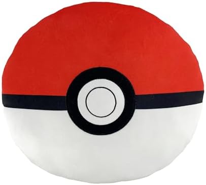 Northwest Pokemon Poke Ball Cloud Pillow 12" – Plush Pokemon Stuffed Toy, Kids Room Decor, Cartoon Character Pillow, Gift for Boys & Girls