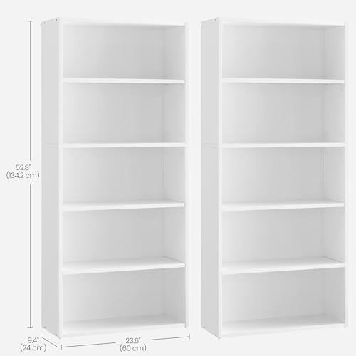 VASAGLE Set of 2 Bookshelves, 5-Tier Open, 23.6 Inches Wide