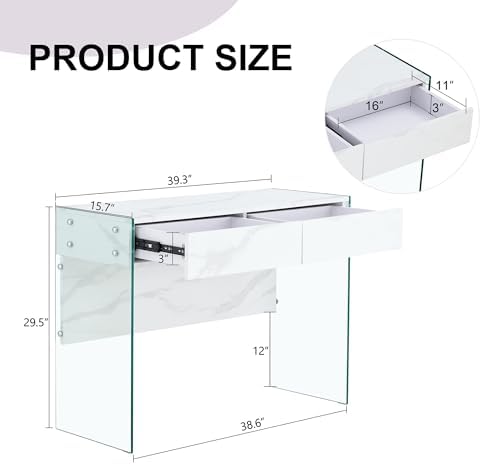 White Environmental Protection Minimalist Dresser, Desk, Desktop Computer Desk, with Double Drawer Storage Space, Simple Home, Perfect for Various Styles of Home Environment.
