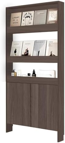LINLIUA Behind the Door Bookshelf, 5 Shelf Behind Door Shelves with Storage, Space-Saving Wall Mount Narrow Bookcase Cabinet for Living Room Bedroom