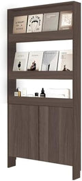 LINLIUA Behind the Door Bookshelf, 5 Shelf Behind Door Shelves with Storage, Space-Saving Wall Mount Narrow Bookcase Cabinet for Living Room Bedroom