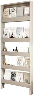 LINLIUA Behind the Door Bookshelf, 5 Shelf Behind Door Shelves with Storage, Space-Saving Wall Mount Narrow Bookcase Cabinet for Living Room Bedroom