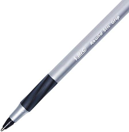 BIC Round Stic Grip Xtra Comfort Ballpoint Pens, Medium Point (1.2mm), Black, Soft Grip For Added Comfort And Control, 36-Count Pack (GSMG361-BLK) (Pack of 18, 648 Count Total)