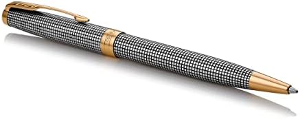 Parker Sonnet Ballpoint Pen Chiselled Silver with Gold Trim Medium Point Black Ink (1931492)