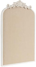 Kate and Laurel Arendahl Decorative Arch Pinboard; 19 x 31; White; Framed Arched Ornate Vintage Cork Board for Use as Motivational Vision Board or Wall Organizer