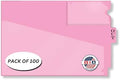 Doctor Stuff - Center Tab Vinyl Out Guides, Diagonal Cut Front Pocket, Top Charge Out Slip Pocket, Plastic File Folder, Letter Size 9" x 13-1/4", Pink, 100/Box