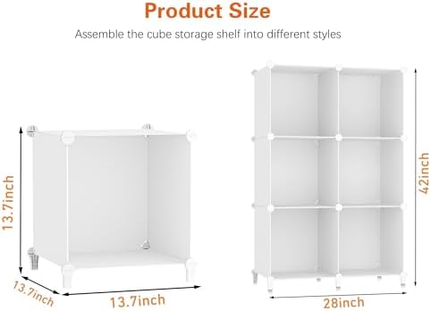 HOMIDEC XLarge Cube Storage Organizer,13.7 Inch Closet Organizer Storage Cabinet Shelf Bookshelf with Metal Hammer, Storage Cubes Organizers Cabinet for Kids, Closet, Bedroom, Bathroom White