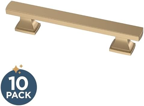 Franklin Brass 10 Pack Champagne Bronze Gold Cabinet Handles 3-3/4 inch (96mm) Kitchen Cabinet Handles and Drawer Pulls for Cupboards and Dressers | Tiered Foot