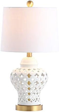 JONATHAN Y Pierced Ginger Jar 20.5" Ceramic Table Lamp, White