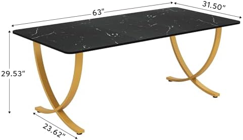 Tribesigns Executive Desk, 63” W x 31.5” D Large Office Desk, Modern Computer Desk Conference Table Meeting Room Table, Business Furniture for Home Office, Black and Gold