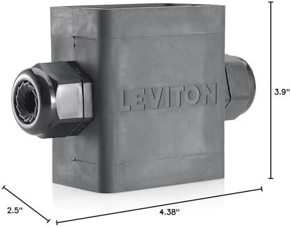 Leviton Portable Outlet Box, Single-Gang, Extra Deep, Feed-Through Style, Cable Diameter 0.59-Inch, 1.000-Inch, 3099F-2E, Black