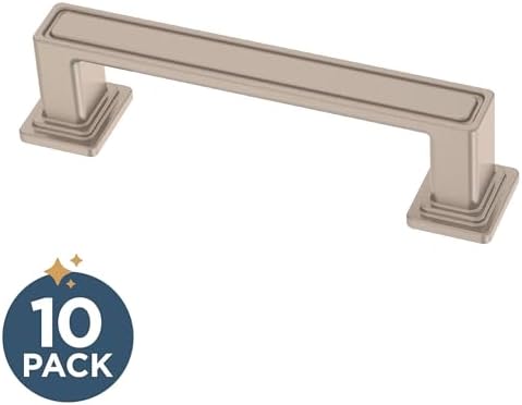 Franklin Brass 10 Pack Brushed Nickel Cabinet Handles 3 inch (76mm) Kitchen Cabinet Handles and Drawer Pulls for Cupboards and Dressers | Recessed Square