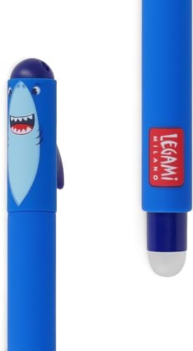 LEGAMI - Set of 5 Erasable Gel Pens with Thermosensitive Erase Ink, Range of ink colours & barrel designs, 0.7mm Tip, Bunny, Butterfly, Giraffe, Tiger, & Shark