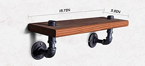 Storage Rack Storage Rack Storage Shelf Wood Wrought Iron Shelf Vintage Clapboard Creative Bookshelf Combination Wall Water Pipe Shelf Brown Double Layer Storage Shelf (Brown Three Layers Storage