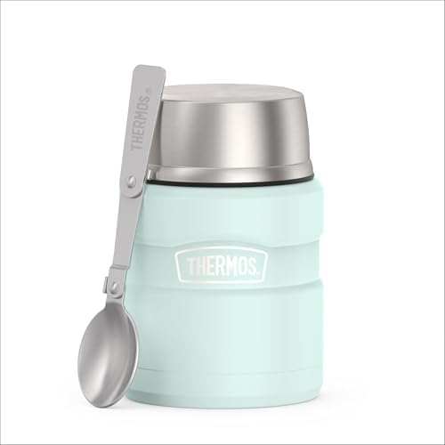 THERMOS Stainless King Food Jar with Spoon, 16oz, Matte Light Blue