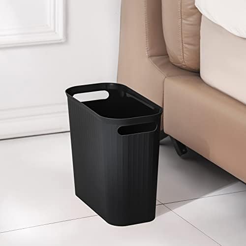 Small Bathroom Trash Can 3.5 Gallon Slim Plastic Garbage Can, Black