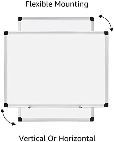 Amazon Basics Magnetic Dry Erase Whiteboard, 24" x 18", Aluminum Frame, Silver/White, Presentation Board for Writing Notes