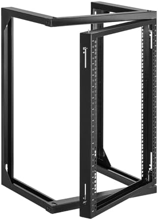 VEVOR 15U Open Frame Server Rack, Free Standing or Wall Mount Rack with 180 Degrees Gate Swing, Network Rack for 19" IT Equipment & A/V Devices
