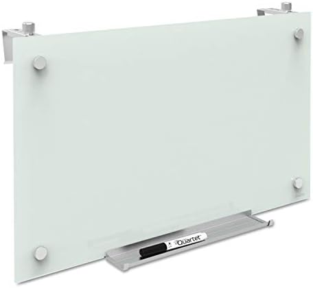 Quartet Whiteboard, Glass Dry Erase Board, Magnetic, 30" x 18", Infinity Frameless Mounting, White Surface, Accessory Tray, 1 Dry Erase Marker and 2 Glass Board Magnets (PDEC1830)