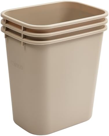 Winco 14 5/8" Beige Plastic Waste Basket for Home and Office