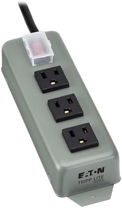Eaton Tripp Lite Series 3-Outlet Heavy Duty Power Strip, Metal, Mountable (Wall Mount & Under Desk), 6ft Extension Cord, On/Off Switch Cover, Industrial Garage Shop Work Bench Applications (3SP)