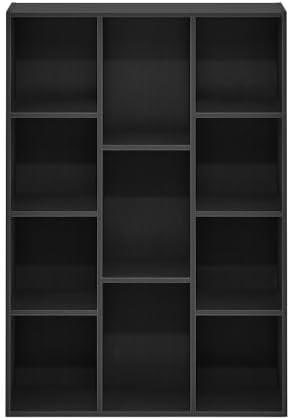Furinno LUDER Book Shelf, 11-Cube Bookshelf, Reversible Bookcase with Open Shelves, 9.4 x 29.1 x 41.7, Easy Assembly, for Living Room, Bedroom, Home Office, Darkwood