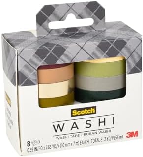 Scotch Washi Tape, Solid Earth Design, 8 Rolls