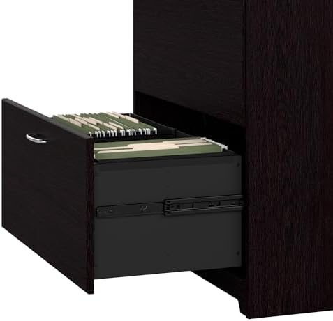 Bush Furniture Lateral File Cabinet - Cabot Collection 2 Drawer File Cabinet with Chrome Hardware | Elegant Filing Cabinet for Home Office, Letters, Legal and A4 Files | Espresso Oak