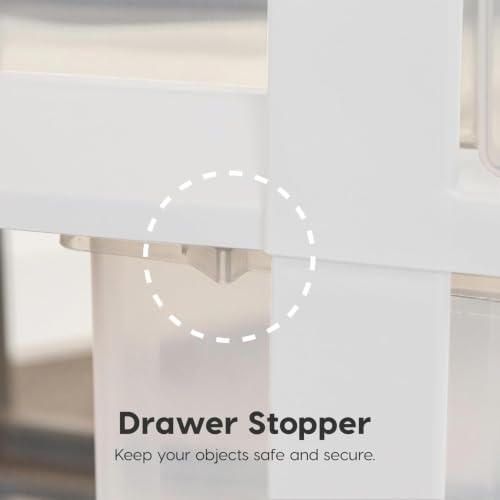 IRIS USA 3-Drawer Rolling Storage Cart, White/Clear
