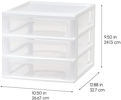 IRIS USA 2-Pack, 3-Drawer Medium Plastic Stacking Desktop Organizer, White