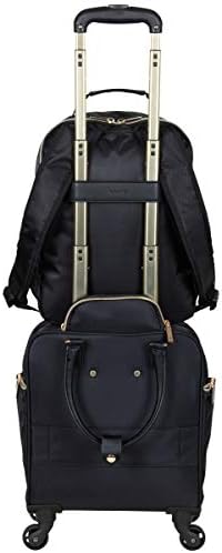 Kenneth Cole REACTION Chelsea 2-Piece Bundle - 17" 4-Wheel Spinner Underseat Carry-On Luggage & Matching 15" Laptop Backpack, Black