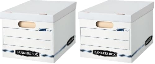 Bankers Box 12 Pack STOR/FILE Basic Duty File Storage Boxes, Standard Assembly, Lift-off Lid, Letter/Legal, White/Blue