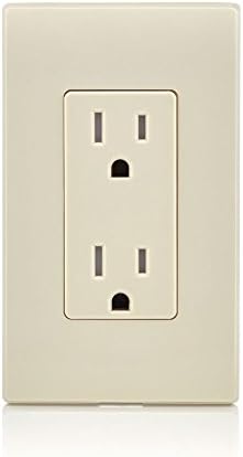 Leviton T5325-T 15 Amp 125 Volt, Decora Tamper Resistant, Duplex Receptacle, Straight Blade, Grounding, Light Almond (Pack of 2)