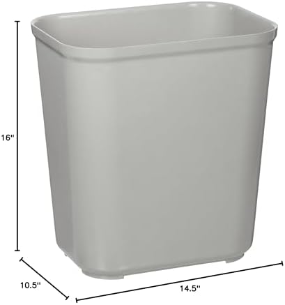 Rubbermaid Commercial Products Fire Resistant Wastebasket 7GAL/28 QT, Gray, for Hospitals/Schools/Hotels/Offices