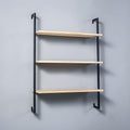 Contemporary Wall Unit Bookcase Metal Frame Pine Wood Shelf Bookshelf Wall-Mounted Bookshelf Wrought Iron Bag Rack Multi-Layer Clothing Store Decoration Black Wood 23.6" L x 9.8" W x 42.5" H