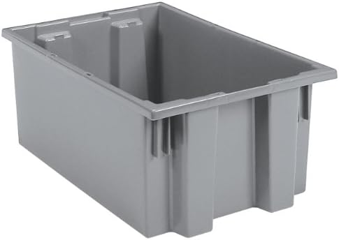 Akro-Mils 35200 Nest and Stack Plastic Storage Container and Distribution Tote, (19-1/2-Inch L x 13-1/2-Inch W x 8-Inch H), Gray, (6-Pack)