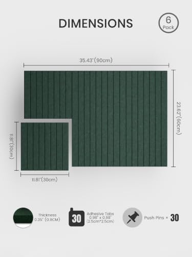 Bumusty 36"x 24" Large Felt Bulletin Board Tiles,Pine Green