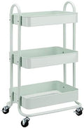Amazon Basics 3-Tier Metal Rolling Utility Cart, Storage Organizer, Multi-Functional Kitchen Island Cart, Portable Shelving Unit with Caster Wheels, Mint Green