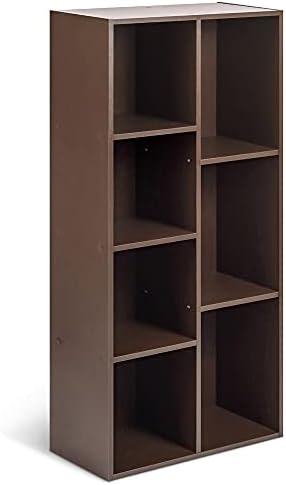 Amazon Basics 7 Cube Storage Organizer Bookcase, Sturdy Shelves, Book Shelf, Espresso, 9.3"D x 19.5"W x 41.7"H