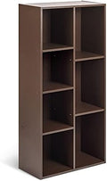 Amazon Basics 7 Cube Storage Organizer Bookcase, Sturdy Shelves, Book Shelf, Espresso, 9.3"D x 19.5"W x 41.7"H