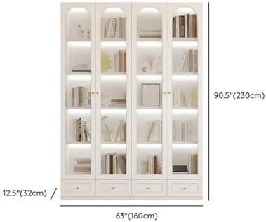 5-Layer Wood Barrister Bookcase with Multiple Drawers & Shelves Bookcase Bookshelf Integrated Home Living Room Study Cabinet Modern Display Cabinet Shelf White 63" L x 13" W x 91" H