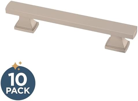 Franklin Brass 10 Pack Brushed Nickel Cabinet Handles 3-3/4 inch (96mm) Kitchen Cabinet Handles and Drawer Pulls for Cupboards and Dressers | Tiered Foot