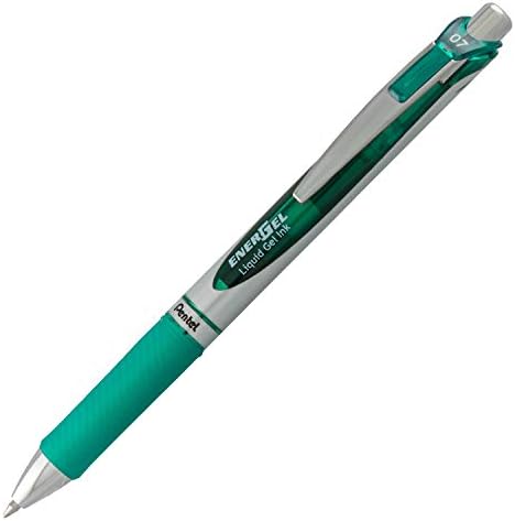 Pentel EnerGel RTX Liquid Gel Ink Pen, (0.7mm), Metal Tip, Green Ink, Box of 12 (BL77-D)
